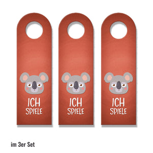Ich spiele oder willkommen Türhänger mit Koala Motiv