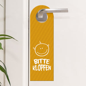 Bitte klopfen oder belegt Türhänger - Büro Arbeit Geschäft Zimmertüre Türe Ruhe Gesicht Punkte