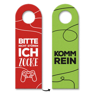 Nicht stören, ich zocke oder Komm rein Türhänger mit Zocker Motiv - gaming Spiel Game Zocker