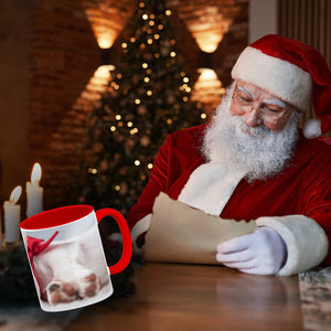 Weihnachtshund Jack mit Nikolausmütze Kaffeebecher