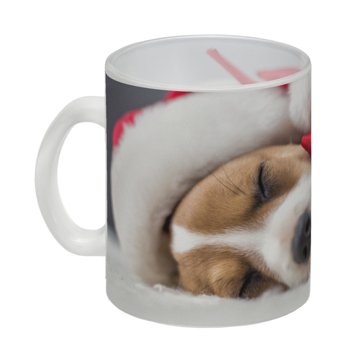 Weihnachtshund Jack mit Nikolausmütze Kaffeebecher