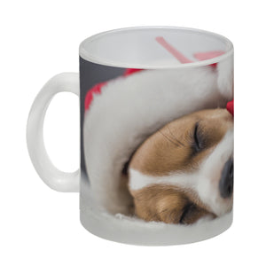 Weihnachtshund Jack mit Nikolausmütze Kaffeebecher