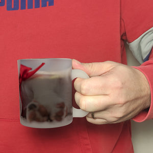 Weihnachtshund Jack mit Nikolausmütze Kaffeebecher