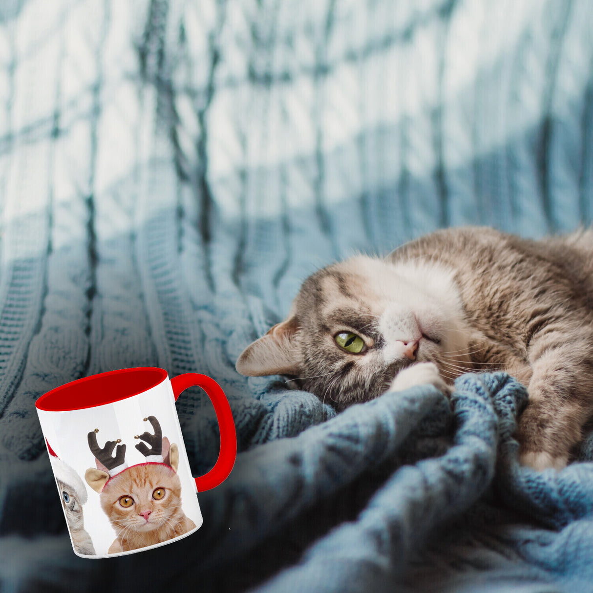 Katzen Tasse Kaffeebecher mit Weihnachtsmotiv
