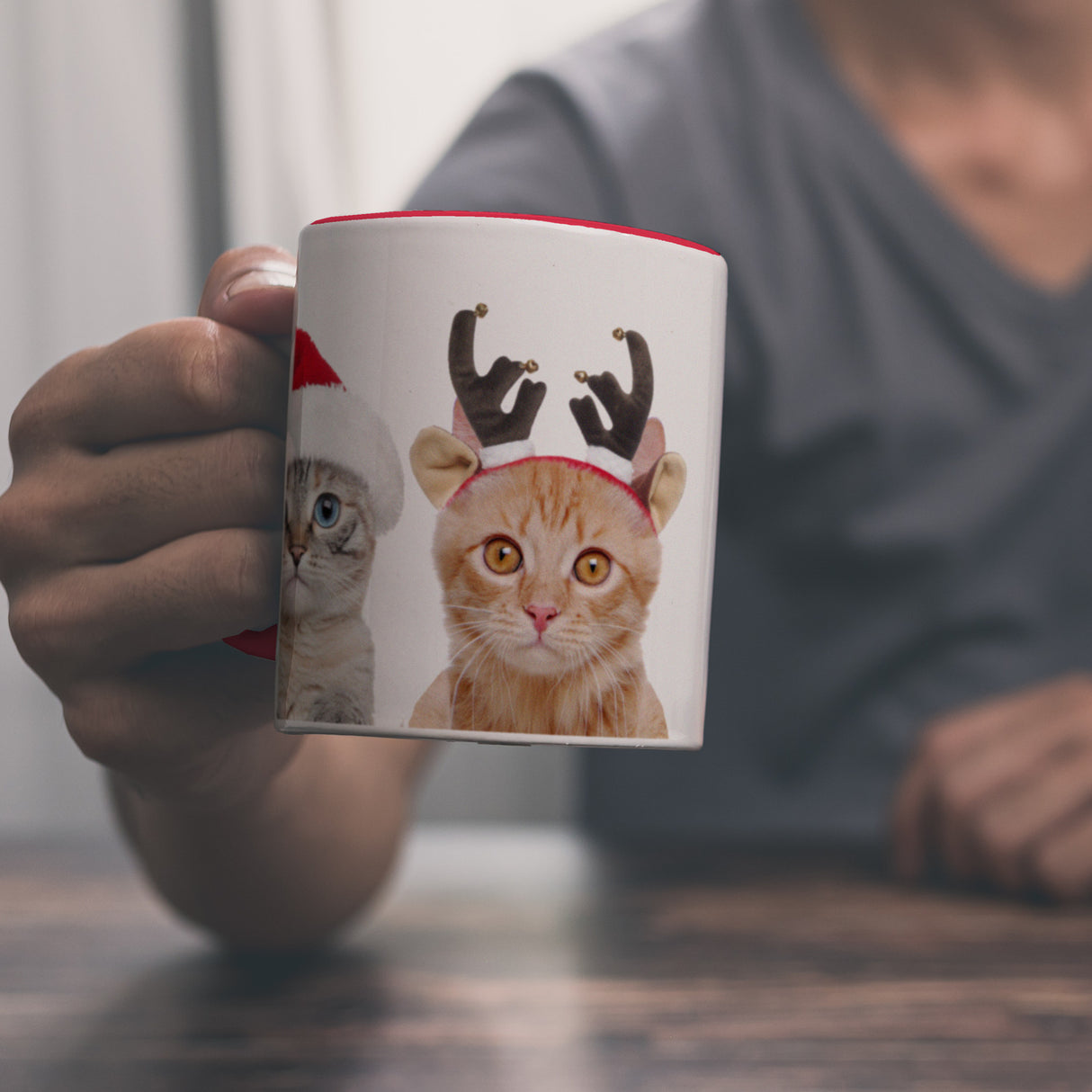Katzen Tasse Kaffeebecher mit Weihnachtsmotiv