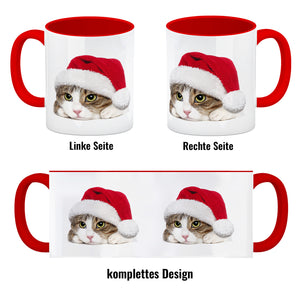 Kaffeebecher mit niedliche Katze und Nikolausmütze