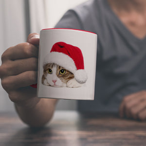 Kaffeebecher mit niedliche Katze und Nikolausmütze