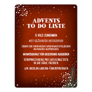 Lustige Advents to do Liste Metallschild