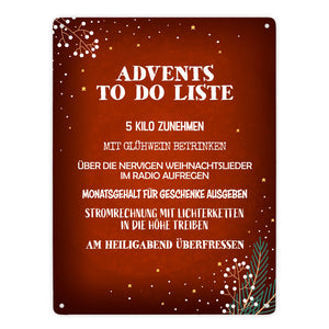 Lustige Advents to do Liste Metallschild