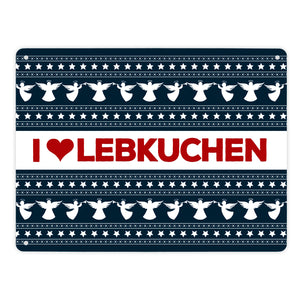 I love Lebkuchen Metallschild mit Weihnachtsmuster Motiv - Weihnachten herz Advent Engel Punkte Sterne