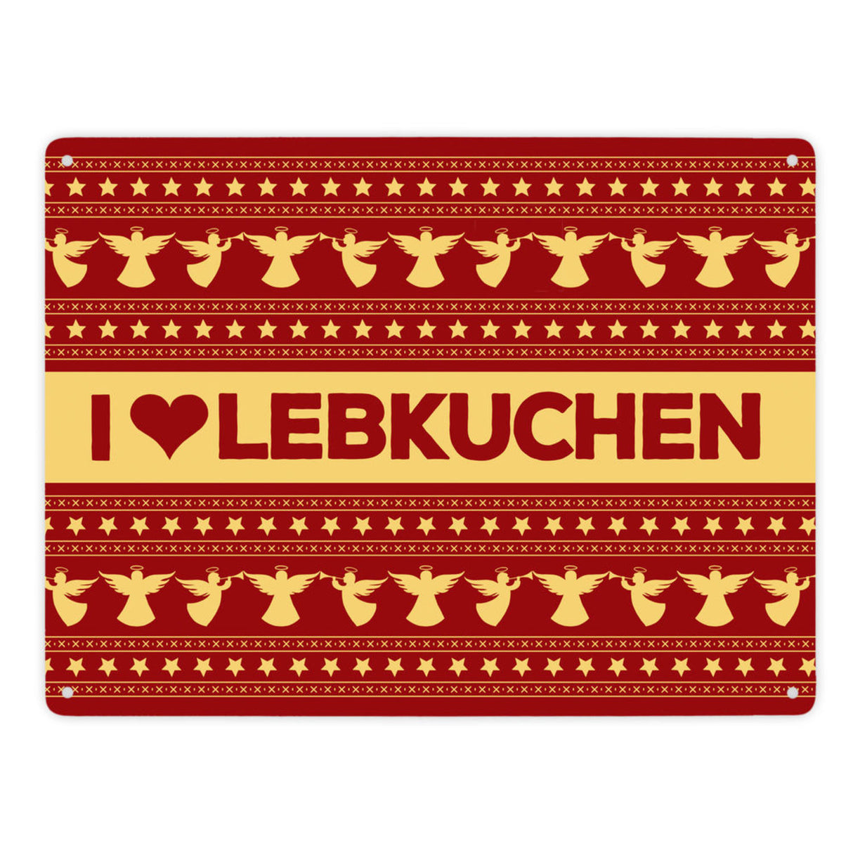 I love Lebkuchen Metallschild mit Weihnachtsmuster Motiv - Weihnachten herz Advent Engel Punkte Sterne