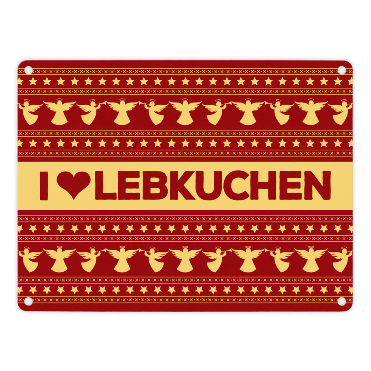 I love Lebkuchen Metallschild mit Weihnachtsmuster Motiv - Weihnachten herz Advent Engel Punkte Sterne