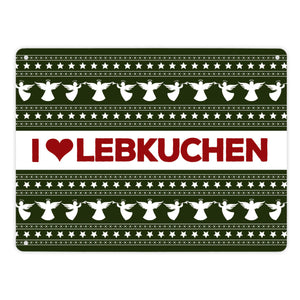 I love Lebkuchen Metallschild mit Weihnachtsmuster Motiv - Weihnachten herz Advent Engel Punkte Sterne
