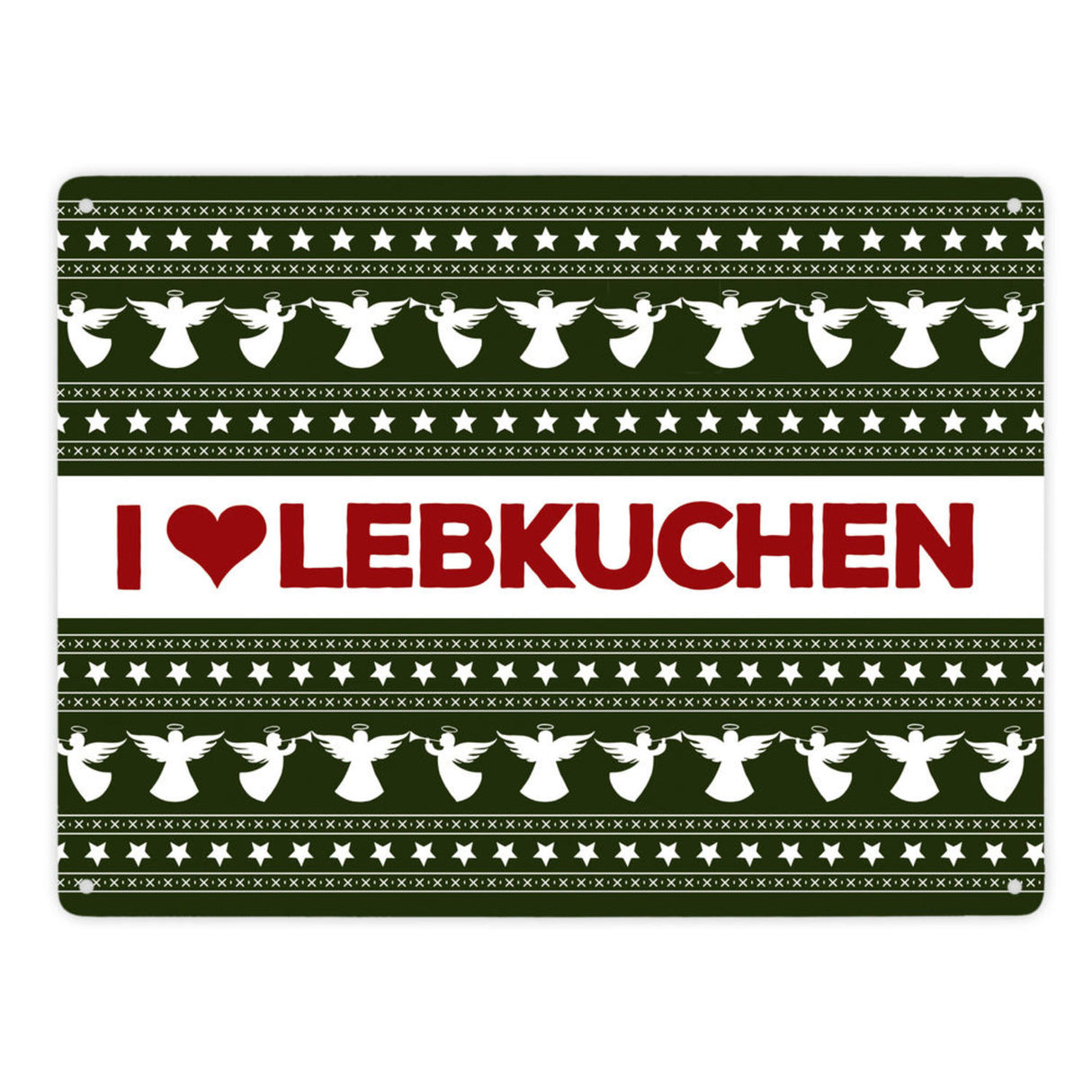 I love Lebkuchen Metallschild mit Weihnachtsmuster Motiv - Weihnachten herz Advent Engel Punkte Sterne