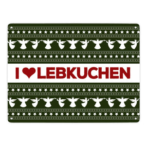 I love Lebkuchen Metallschild mit Weihnachtsmuster Motiv - Weihnachten herz Advent Engel Punkte Sterne