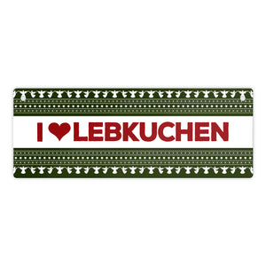 I love Lebkuchen Metallschild mit Weihnachtsmuster Motiv - Weihnachten Herz Engel Punkte Sterne