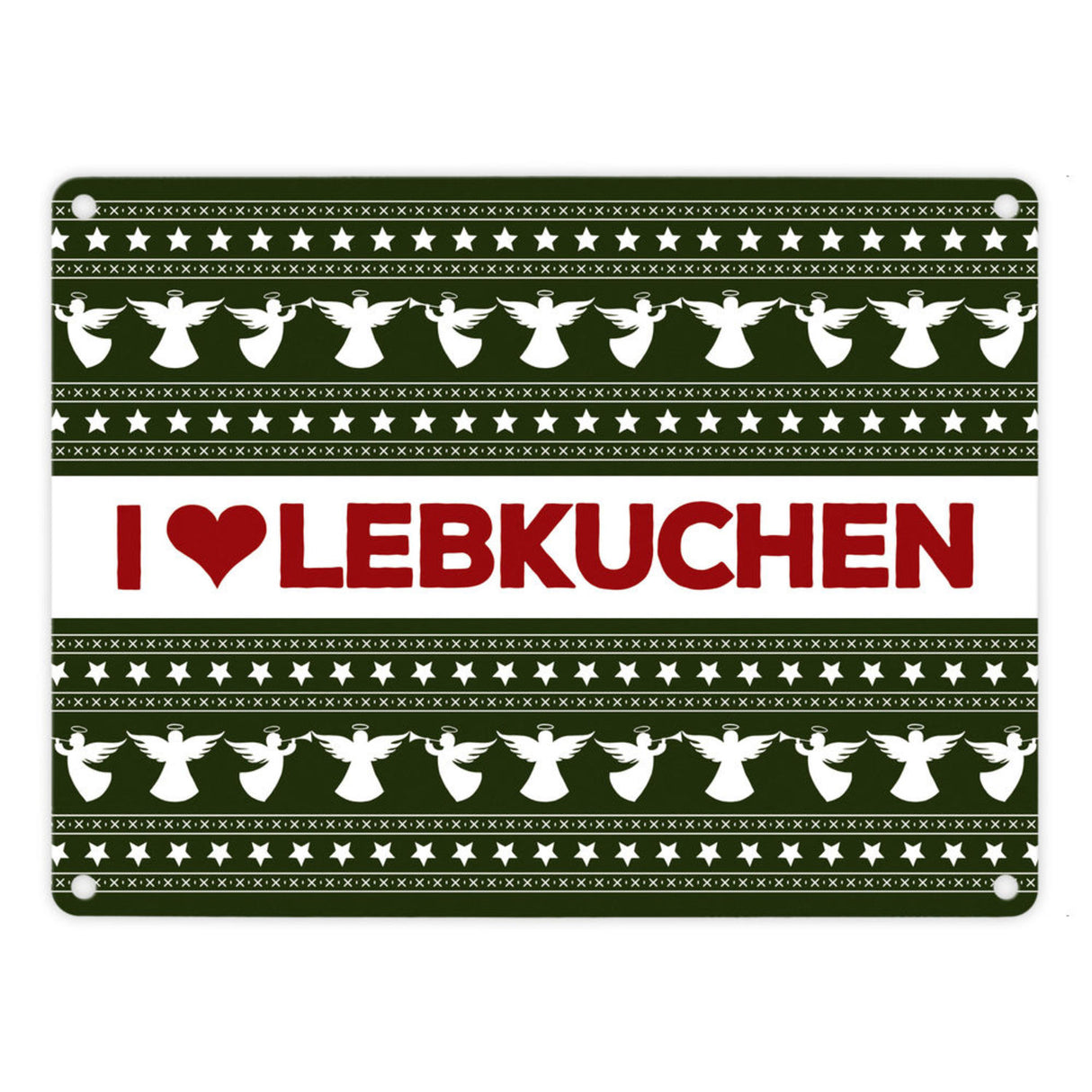 I love Lebkuchen Metallschild mit Weihnachtsmuster Motiv - Weihnachten herz Advent Engel Punkte Sterne