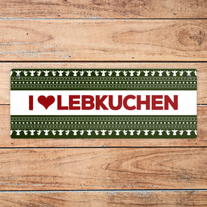 I love Lebkuchen Metallschild mit Weihnachtsmuster Motiv - Weihnachten Herz Engel Punkte Sterne