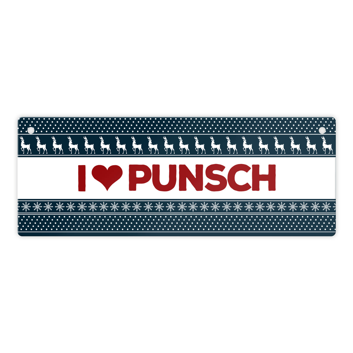 I love Punsch Metallschild mit Weihnachtsmuster Motiv Weihnachten Herz
