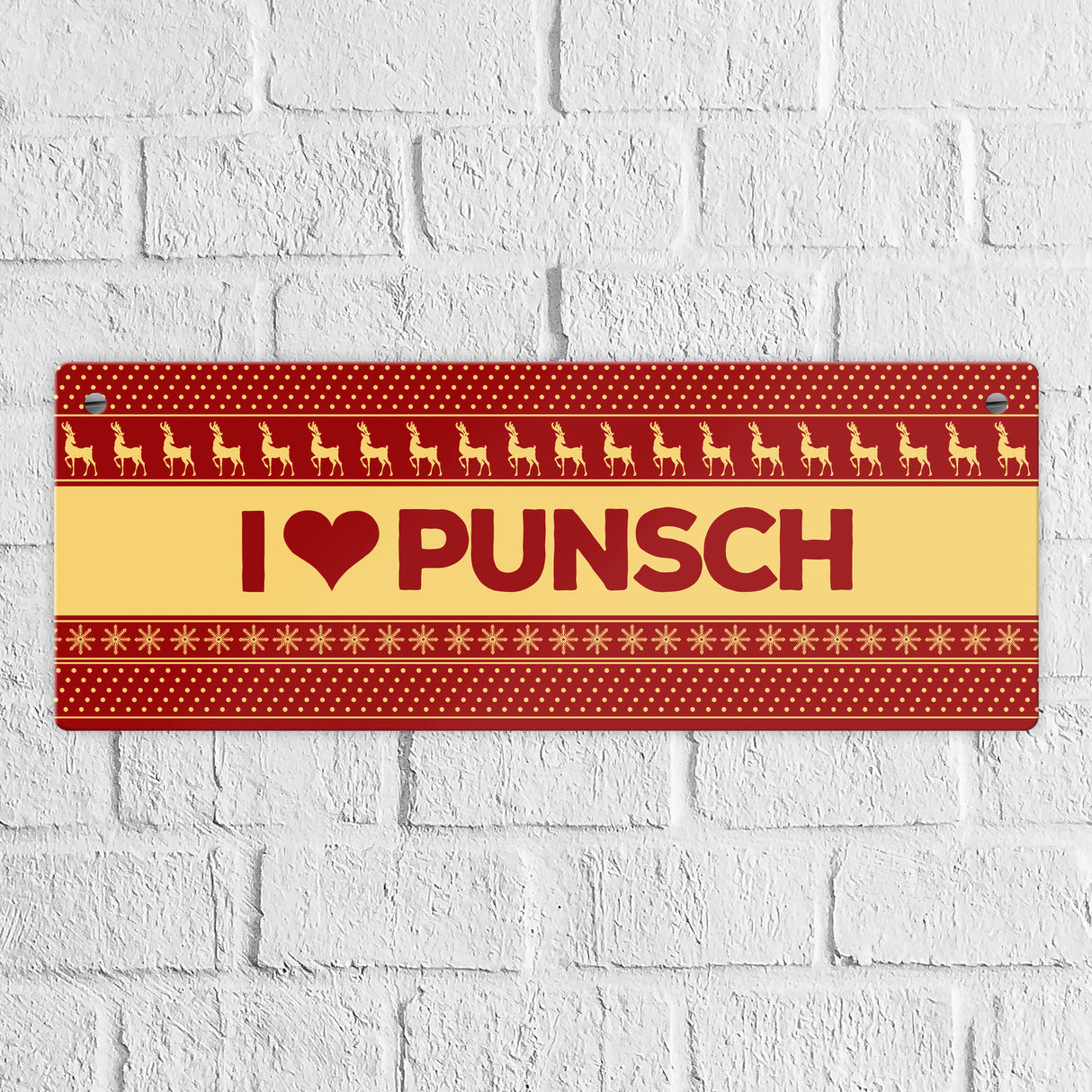I love Punsch Metallschild mit Weihnachtsmuster Motiv Weihnachten Herz