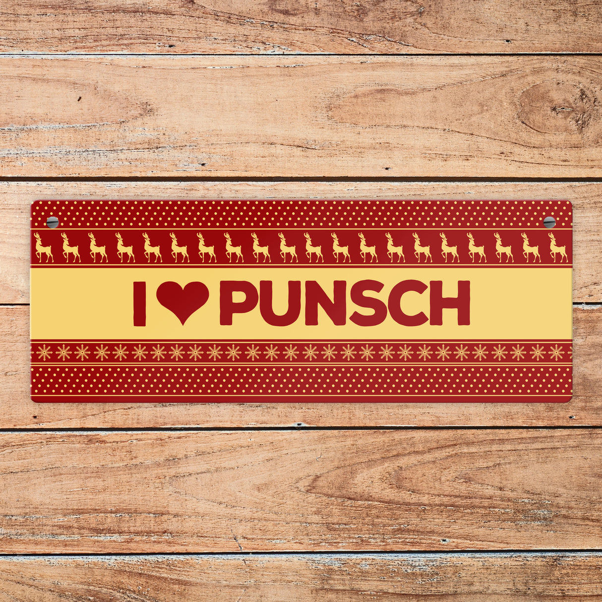 I love Punsch Metallschild mit Weihnachtsmuster Motiv Weihnachten Herz