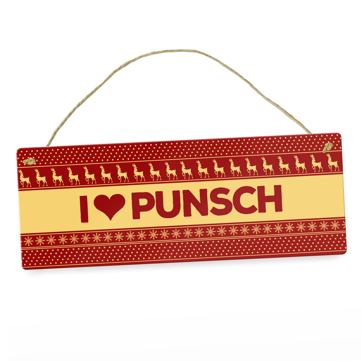 I love Punsch Metallschild mit Weihnachtsmuster Motiv Weihnachten Herz