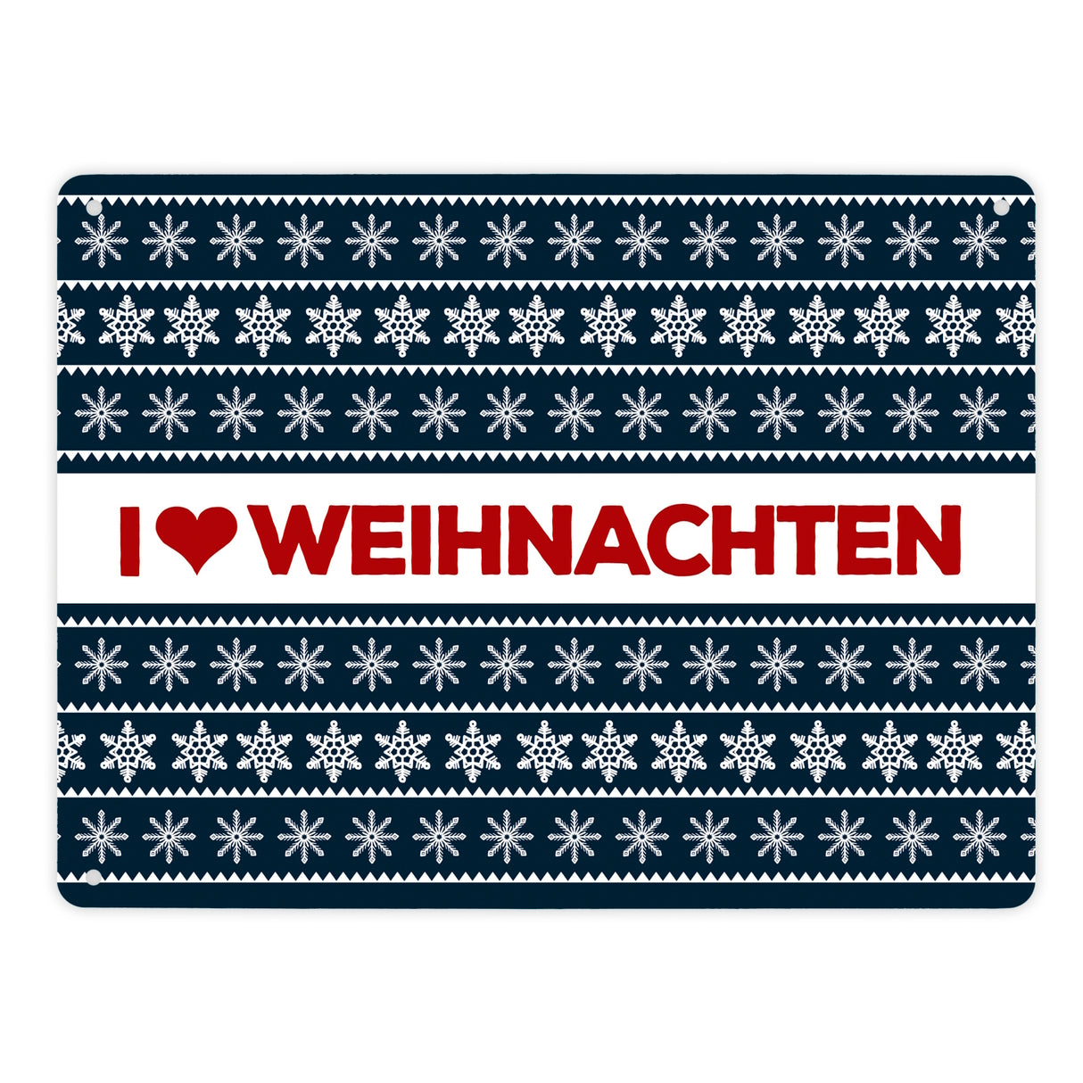 I love Weihnachten Metallschild mit Weihnachtsmuster Motiv - Weihnachten Herz Liebe Stern Schnee
