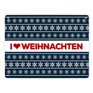 I love Weihnachten Metallschild mit Weihnachtsmuster Motiv - Weihnachten Herz Liebe Stern Schnee
