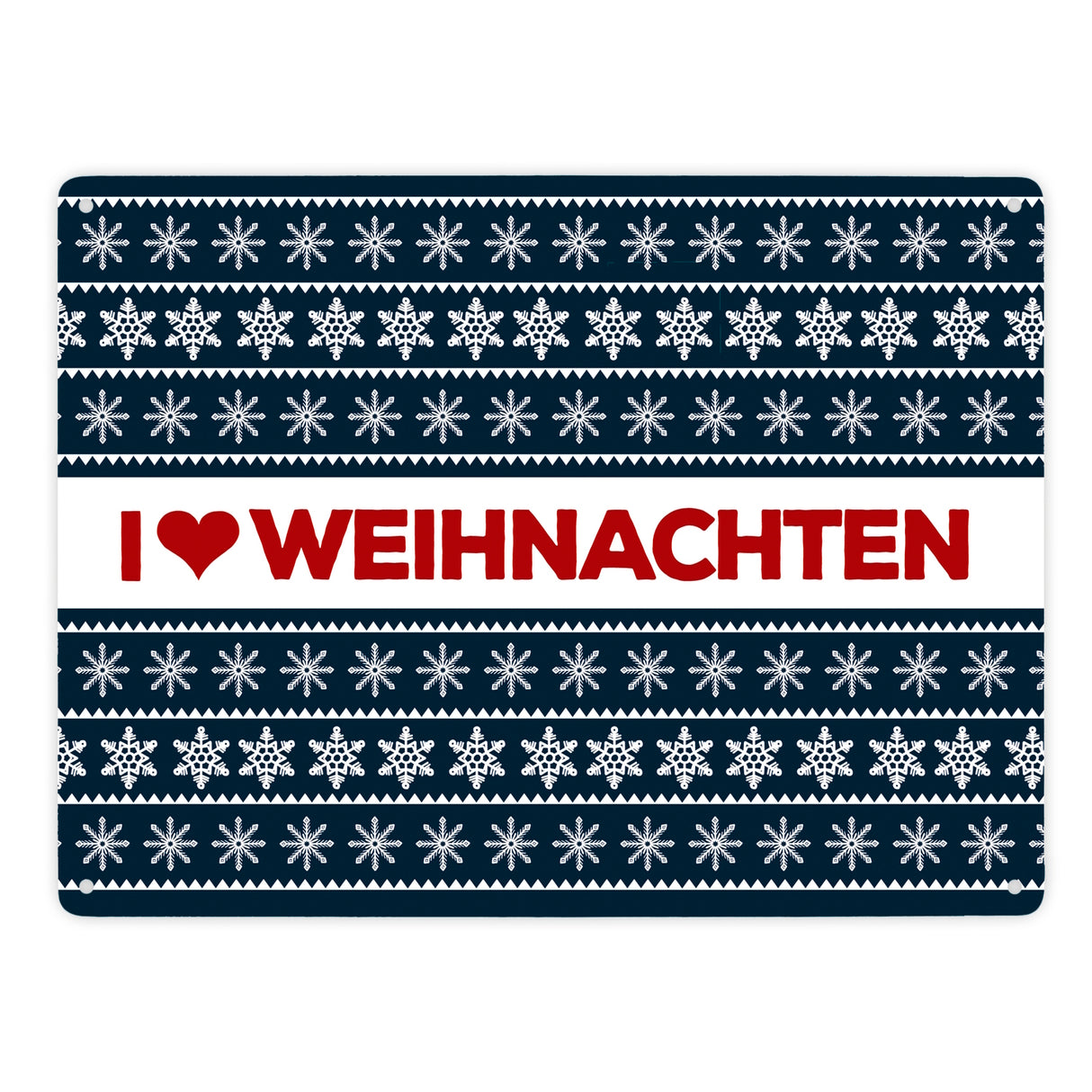 I love Weihnachten Metallschild mit Weihnachtsmuster Motiv - Weihnachten Herz Liebe Stern Schnee