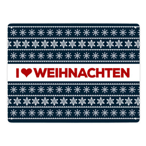 I love Weihnachten Metallschild mit Weihnachtsmuster Motiv - Weihnachten Herz Liebe Stern Schnee