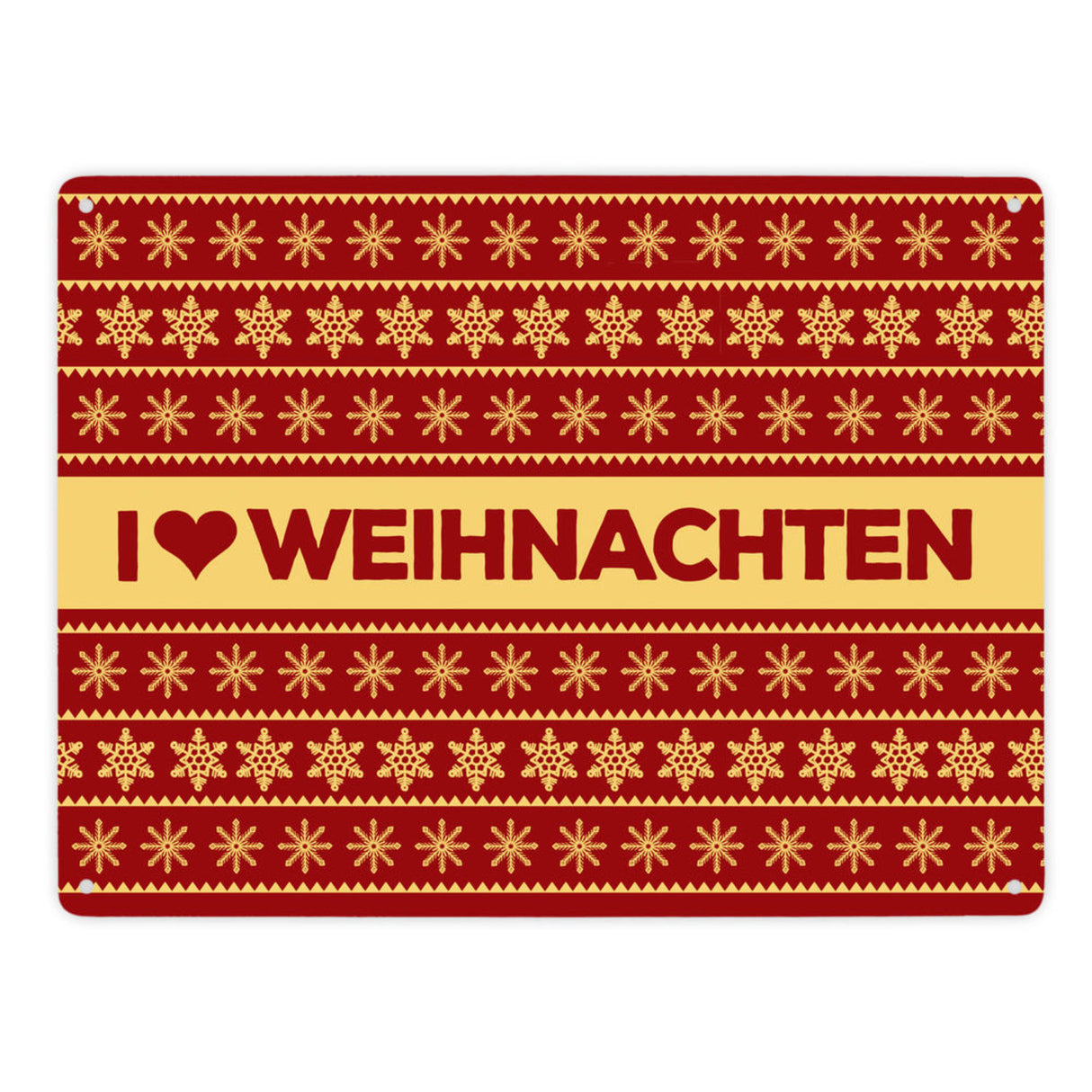 I love Weihnachten Metallschild mit Weihnachtsmuster Motiv - Weihnachten Herz Liebe Stern Schnee
