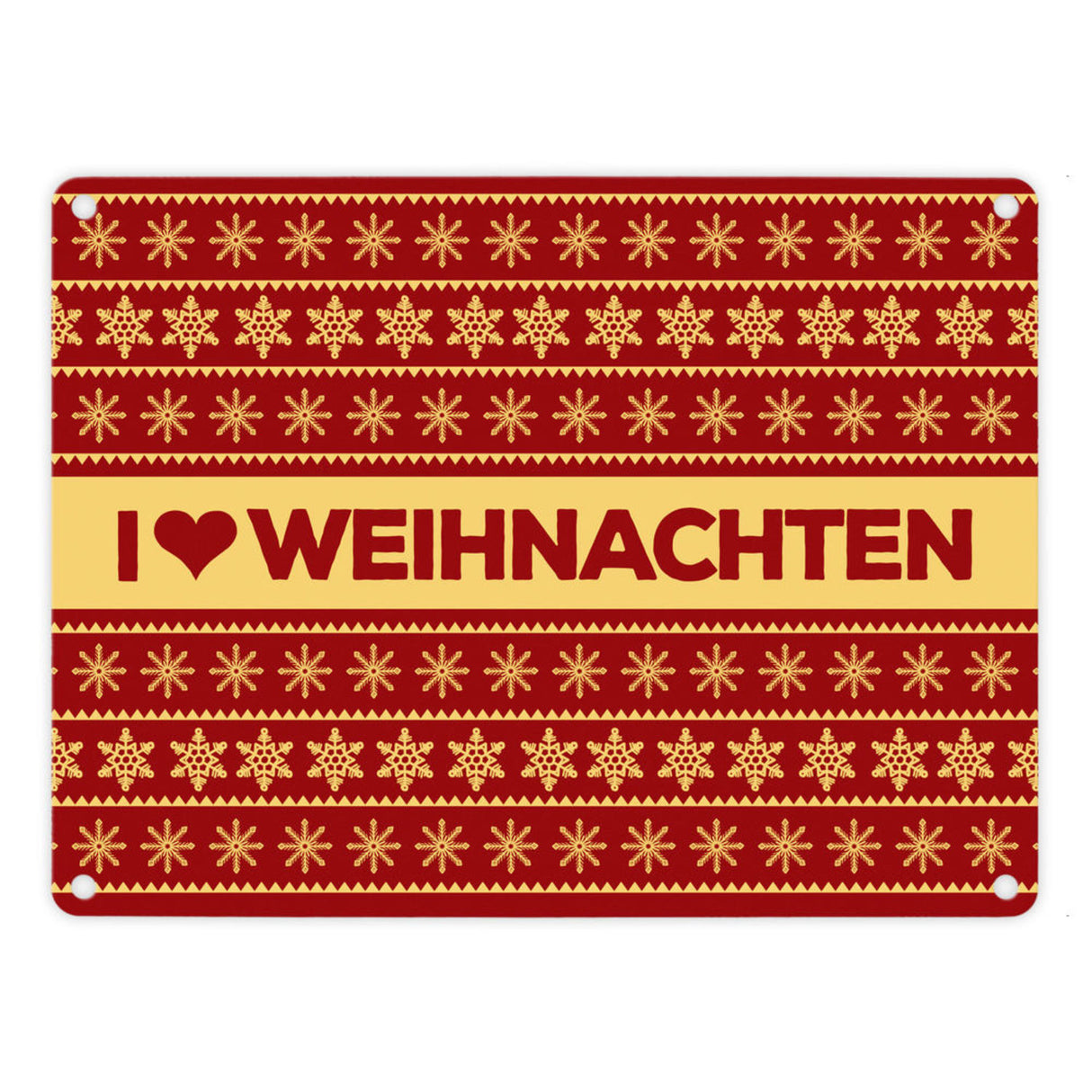 I love Weihnachten Metallschild mit Weihnachtsmuster Motiv - Weihnachten Herz Liebe Stern Schnee