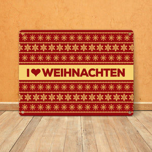 I love Weihnachten Metallschild mit Weihnachtsmuster Motiv - Weihnachten Herz Liebe Stern Schnee