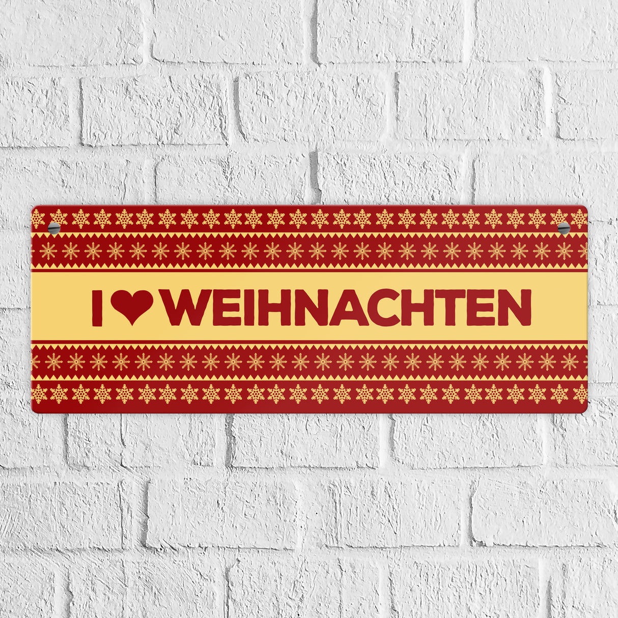 I love Weihnachten Metallschild mit Weihnachtsmuster Motiv - Sterne Advent Stern Herz