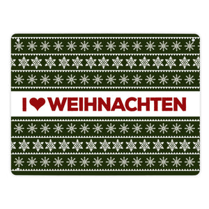 I love Weihnachten Metallschild mit Weihnachtsmuster Motiv - Weihnachten Herz Liebe Stern Schnee
