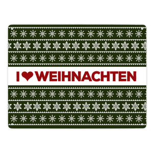 I love Weihnachten Metallschild mit Weihnachtsmuster Motiv - Weihnachten Herz Liebe Stern Schnee