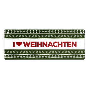I love Weihnachten Metallschild mit Weihnachtsmuster Motiv - Sterne Advent Stern Herz