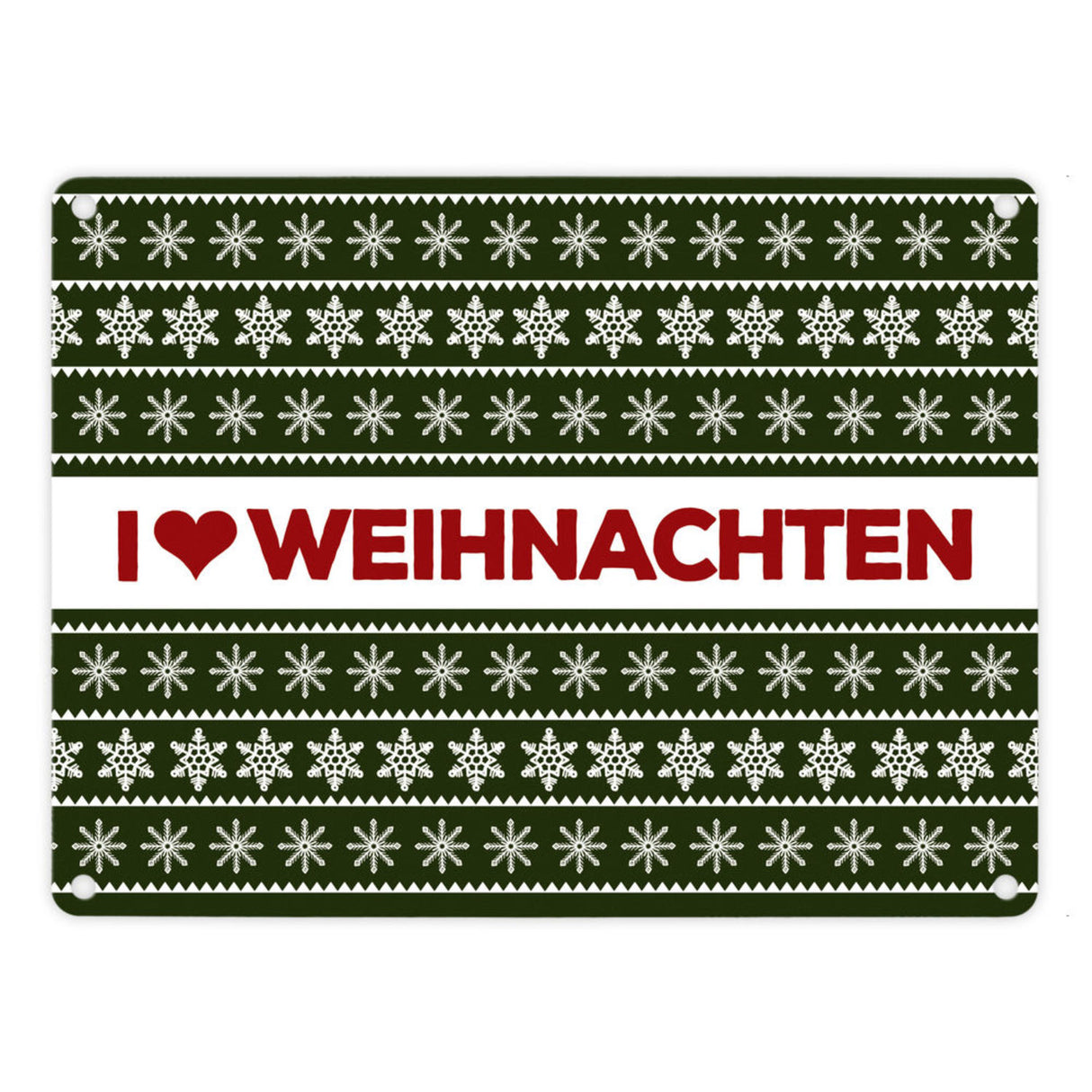 I love Weihnachten Metallschild mit Weihnachtsmuster Motiv - Weihnachten Herz Liebe Stern Schnee