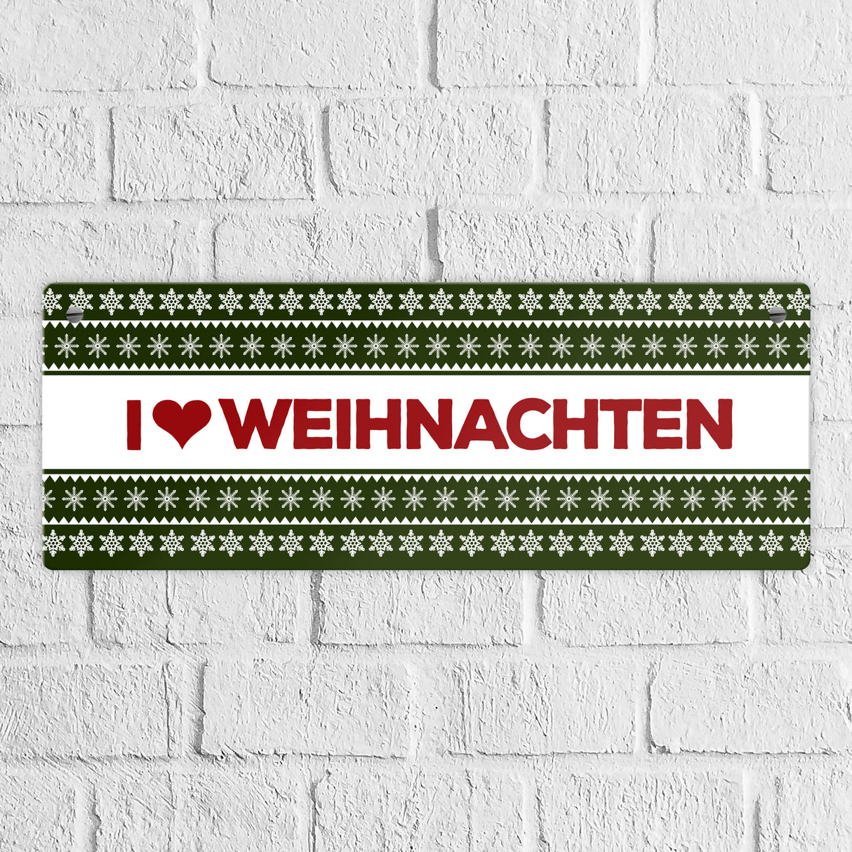 I love Weihnachten Metallschild mit Weihnachtsmuster Motiv - Sterne Advent Stern Herz