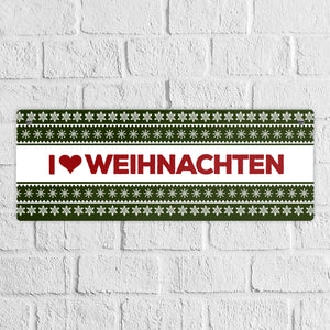 I love Weihnachten Metallschild mit Weihnachtsmuster Motiv - Sterne Advent Stern Herz