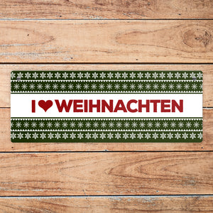 I love Weihnachten Metallschild mit Weihnachtsmuster Motiv - Sterne Advent Stern Herz