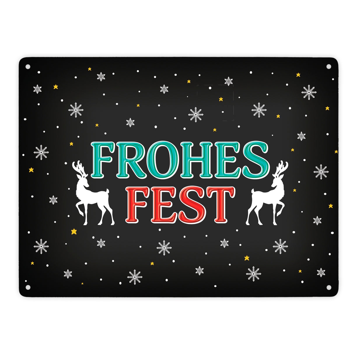Frohes Fest Metallschild mit Rentier und Sterne Motiv
