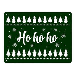 Ho ho ho Metallschild mit Weihnachtsmuster Motiv