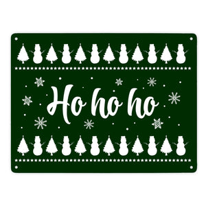 Ho ho ho Metallschild mit Weihnachtsmuster Motiv