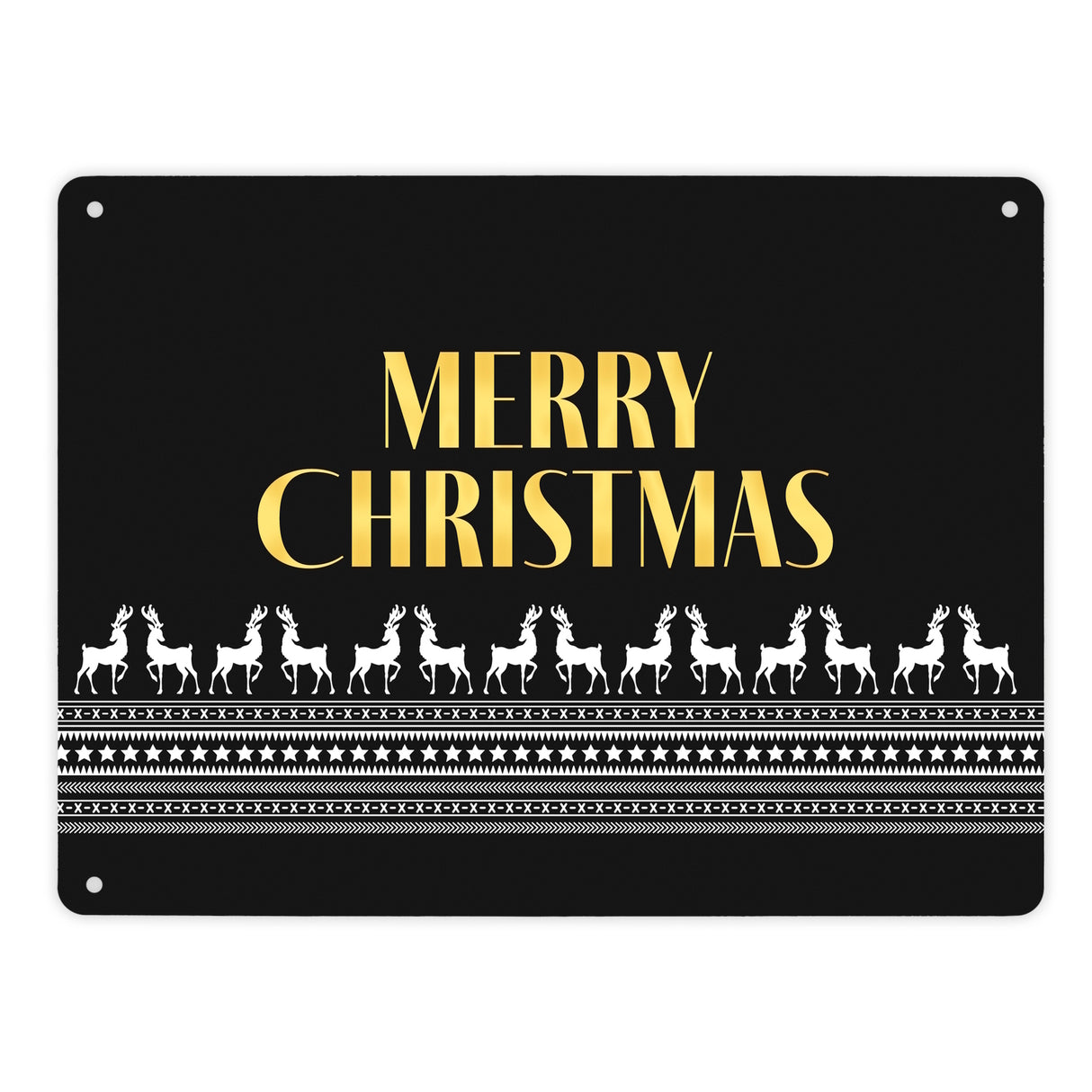 Merry Christmas Metallschild mit edlem Weihnachtsmuster Motiv