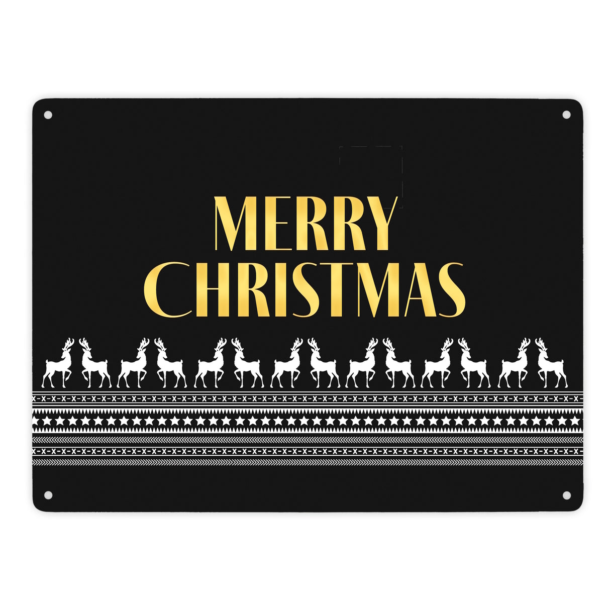 Merry Christmas Metallschild mit edlem Weihnachtsmuster Motiv