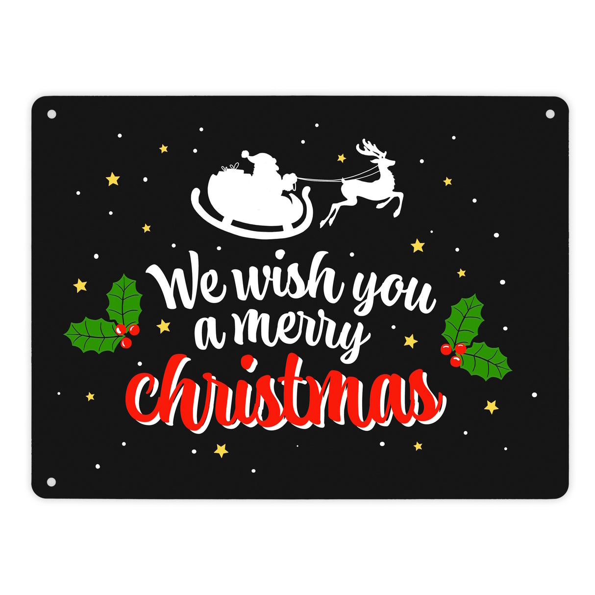 We wish you a merry christmas Metallschild mit Weihnachtsschlitten Motiv