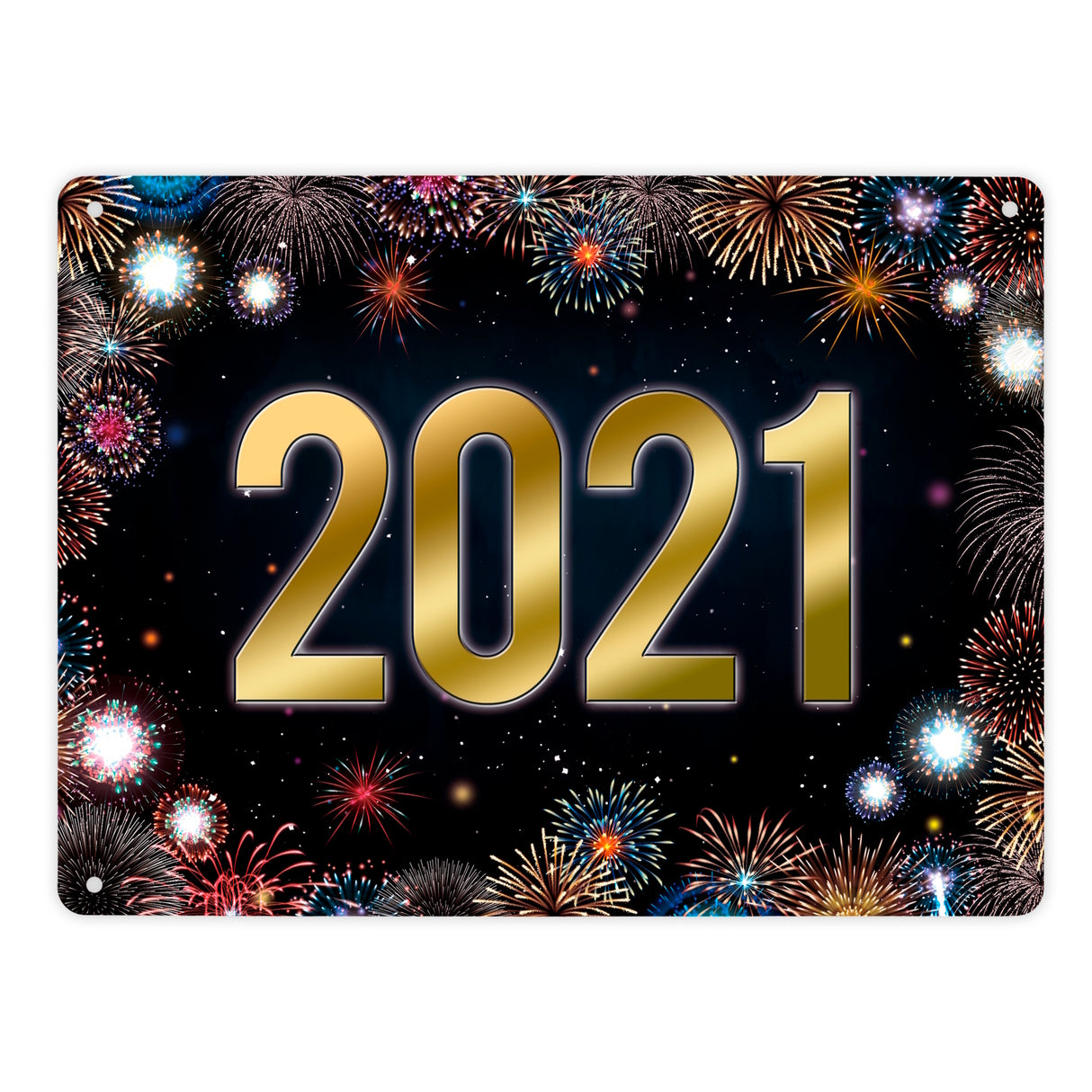 2021 Silvester Metallschild mit Feuerwerk Motiv