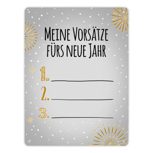 Vorsätze fürs neue Jahr Metallschild zum selber beschriften - Silvester Vorsatz jahr Year happy neu Rutsch