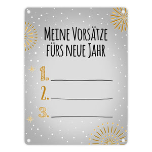 Vorsätze fürs neue Jahr Metallschild zum selber beschriften - Silvester Vorsatz jahr Year happy neu Rutsch